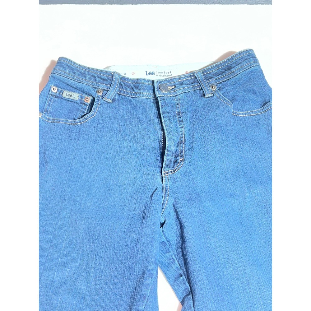 Lee Comfort Waistband Straight Leg Jeans Medium Wash Blue Denim 10P 305-044E